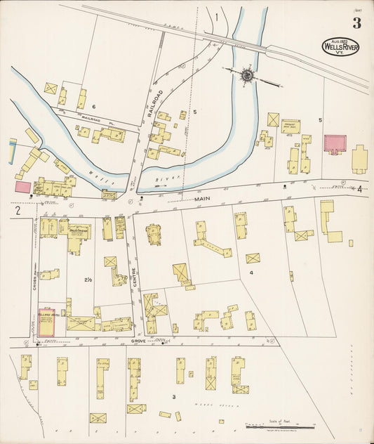 Sanborn Fire Insurance Map from Wells River, Orange County, Vermont (1922), Sheet #0003 - Historic Sanborn Fire Insurance Map Print, vintage old map wall art, antique decor, genealogy gift, Vermont Vermont map