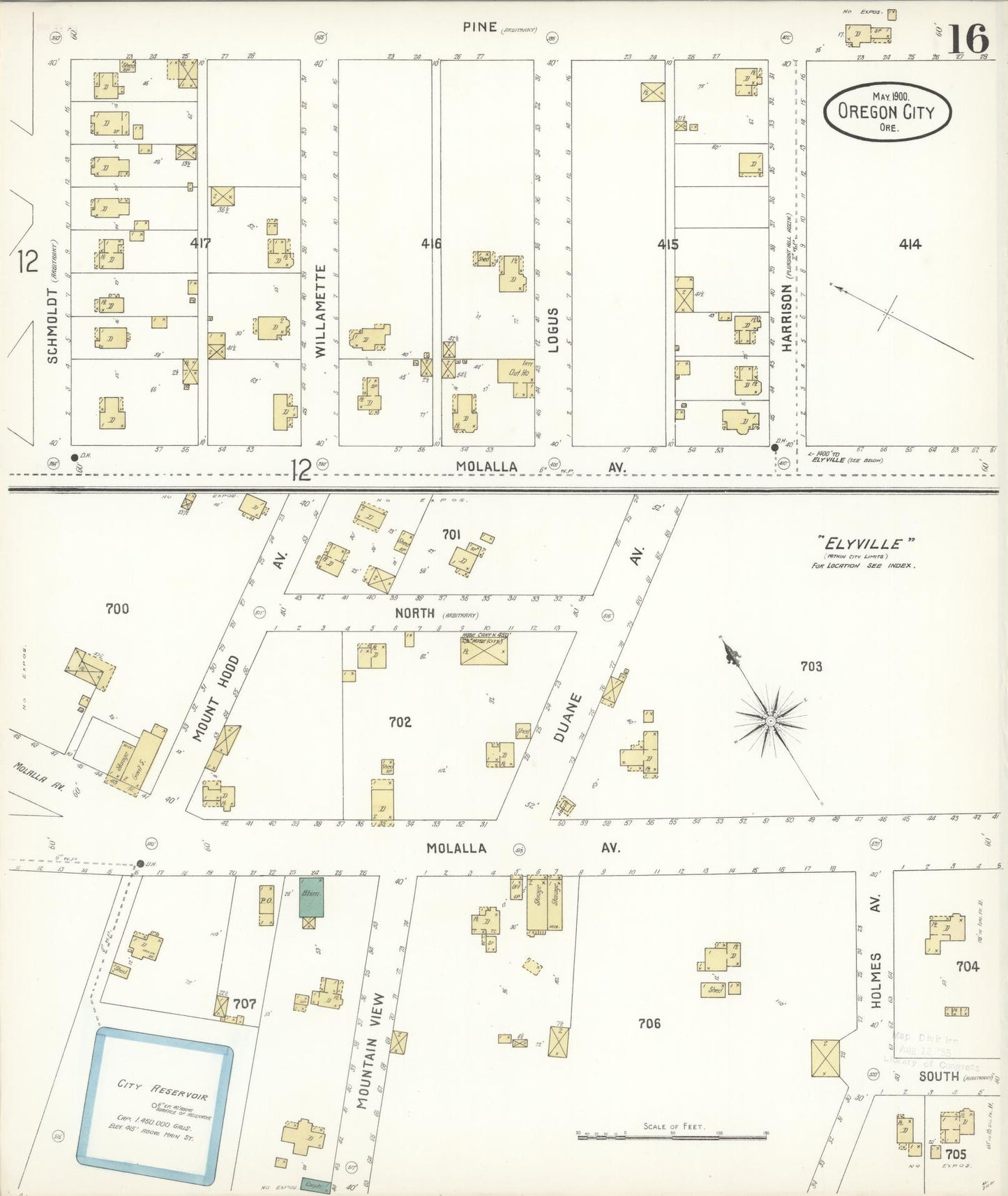 Sanborn Fire Insurance Map from Oregon City, Clackamas County, Oregon (1900), Sheet #0016 - Complete Map Set gallery image, historic Sanborn map, vintage wall art, Oregon Oregon