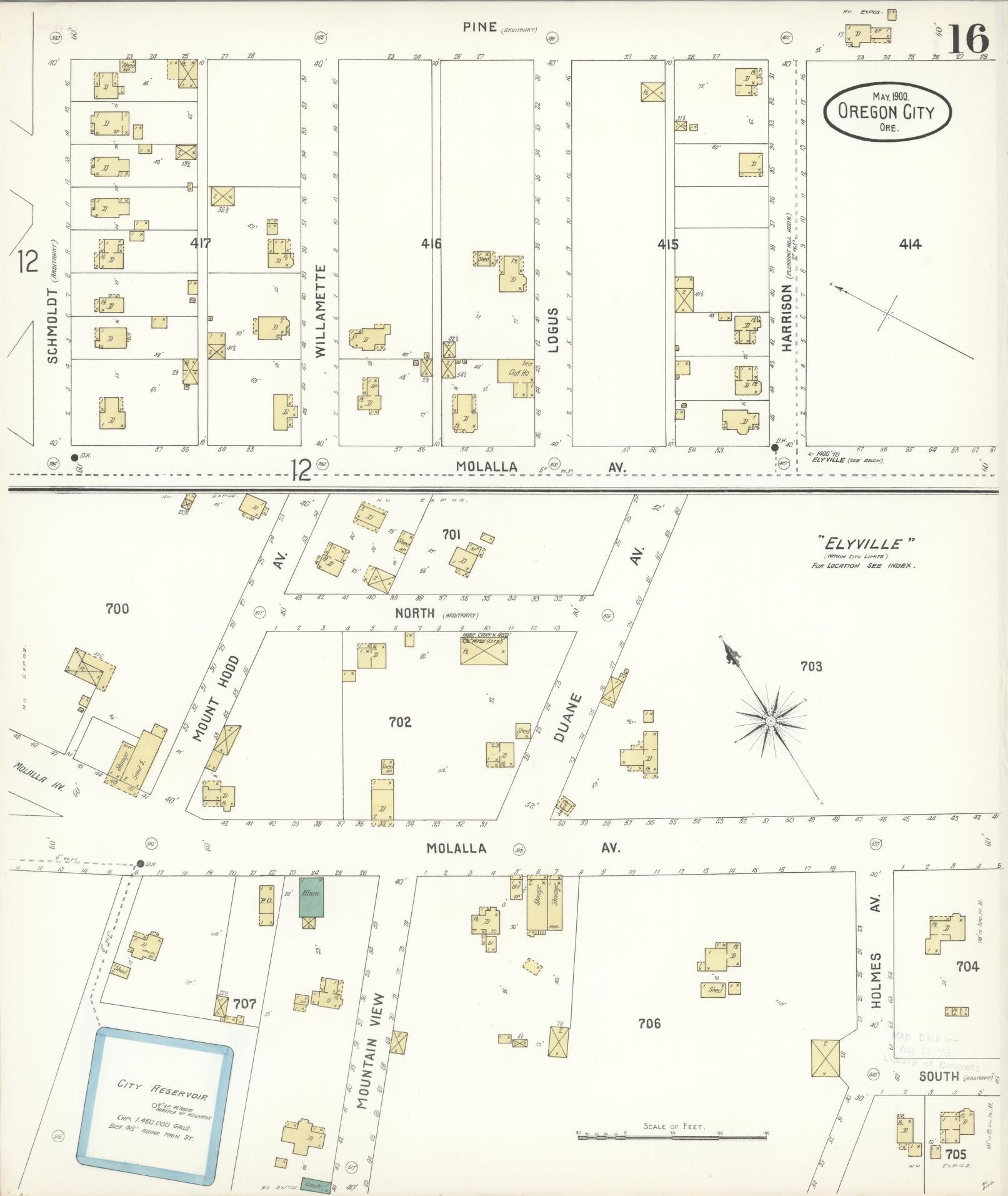 Sanborn Fire Insurance Map from Oregon City, Clackamas County, Oregon (1900), Sheet #0016 - Complete Map Set gallery image, historic Sanborn map, vintage wall art, Oregon Oregon