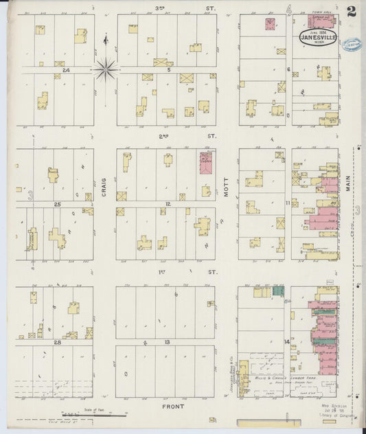 Sanborn Fire Insurance Map from Janesville, Waseca County, Minnesota (1894), Sheet #0002 - Historic Sanborn Fire Insurance Map Print, vintage old map wall art, antique decor, genealogy gift, Minnesota Minnesota map