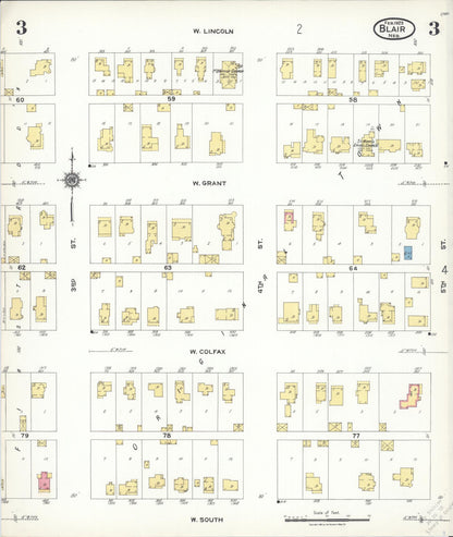 Sanborn Fire Insurance Map from Blair, Washington County, Nebraska (1923), Sheet #0003 - Complete Map Set gallery image, historic Sanborn map, vintage wall art, Nebraska Nebraska