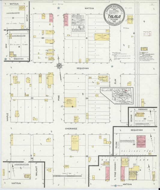 Sanborn Fire Insurance Map from Talala, Rodgers County, Oklahoma (1915), Sheet #0001 - Historic Sanborn Fire Insurance Map Print, vintage old map wall art, antique decor, genealogy gift, Oklahoma Oklahoma map
