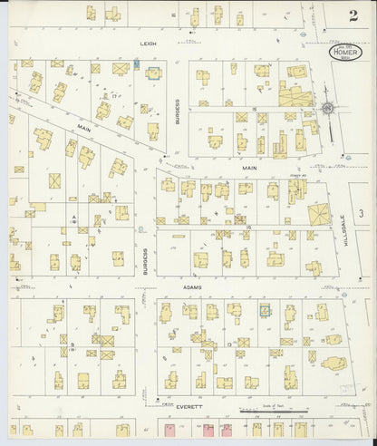 Sanborn Fire Insurance Map from Homer, Calhoun County, Michigan (1913), Sheet #0002 - Complete Map Set gallery image, historic Sanborn map, vintage wall art, Michigan Michigan