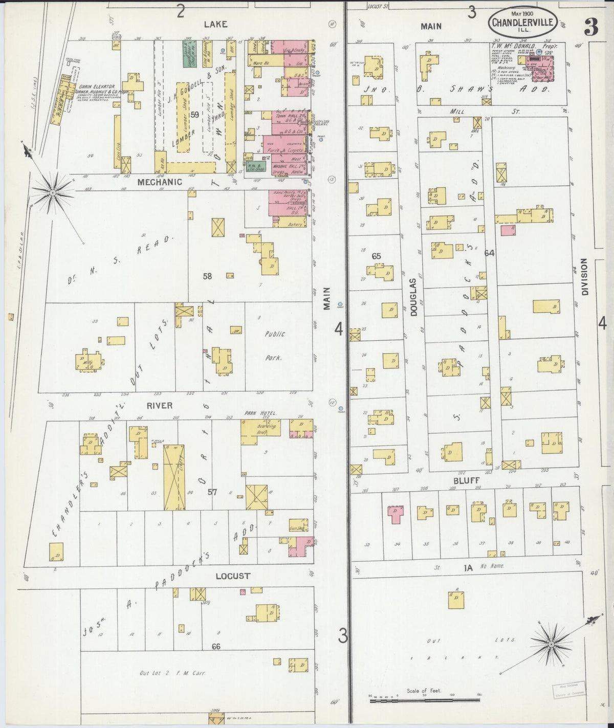 Sanborn Fire Insurance Map from Chandlerville, Cass County, Illinois (1900), Sheet #0003 - Complete Map Set gallery image, historic Sanborn map, vintage wall art, Illinois Illinois