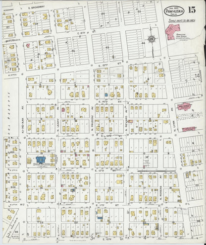 Sanborn Fire Insurance Map from Pawhuska, Osage County, Oklahoma (1920), Sheet #0015 - Complete Map Set gallery image, historic Sanborn map, vintage wall art, Oklahoma Oklahoma