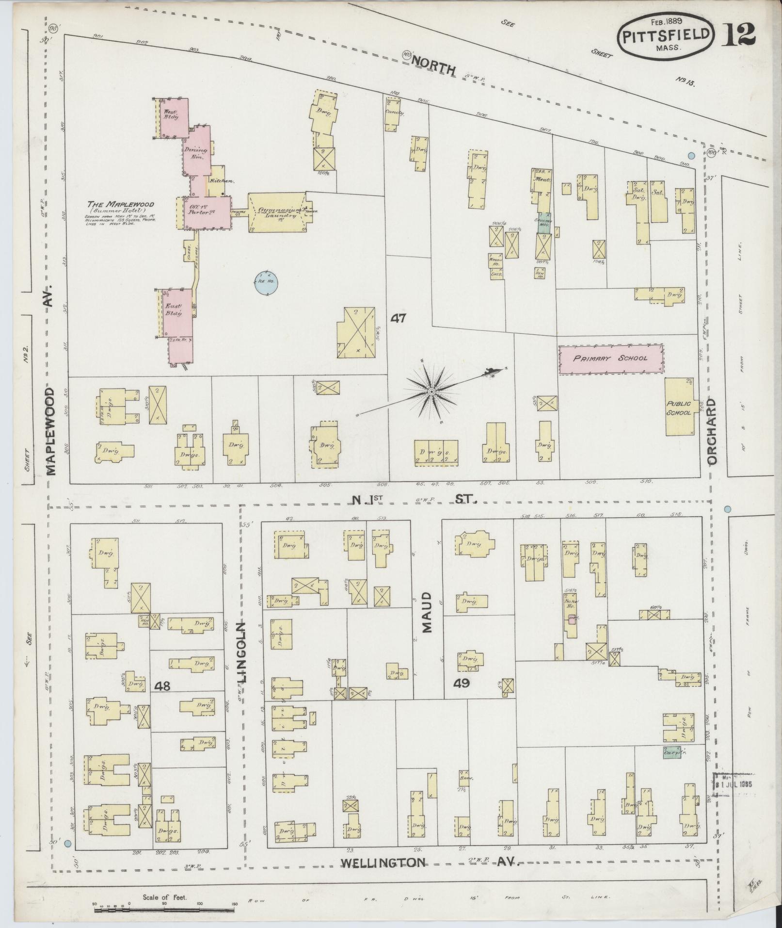 Sanborn Fire Insurance Map from Pittsfield, Berkshire County, Massachusetts (1889), Sheet #0012 - Complete Map Set gallery image, historic Sanborn map, vintage wall art, Massachusetts Massachusetts
