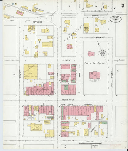 Sanborn Fire Insurance Map from Howell, Livingston County, Michigan (1899), Sheet #0003 - Complete Map Set gallery image, historic Sanborn map, vintage wall art, Michigan Michigan