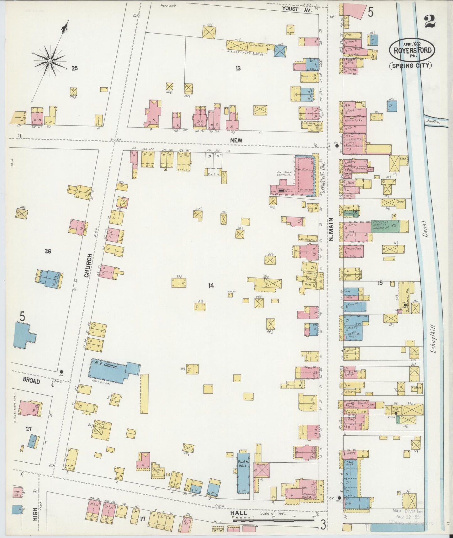 Sanborn Fire Insurance Map from Royersford, Montgomery County, Pennsylvania (1902), Sheet #0002 - Complete Map Set gallery image, historic Sanborn map, vintage wall art, Pennsylvania Pennsylvania