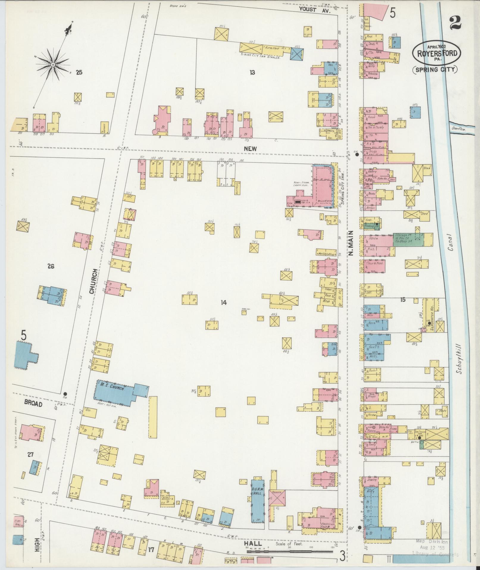 Sanborn Fire Insurance Map from Royersford, Montgomery County, Pennsylvania (1902), Sheet #0002 - Complete Map Set gallery image, historic Sanborn map, vintage wall art, Pennsylvania Pennsylvania