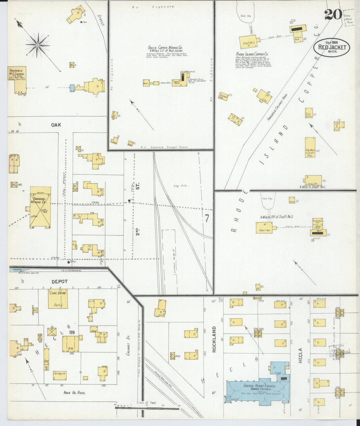 Sanborn Fire Insurance Map from Red Jacket, Houghton County, Michigan (1900), Sheet #0020 - Historic Sanborn Fire Insurance Map Print, vintage old map wall art, antique decor, genealogy gift, Michigan Michigan map
