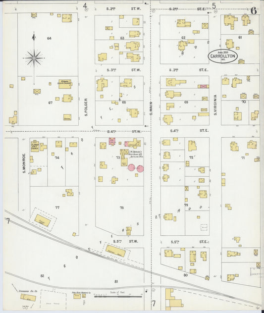 Sanborn Fire Insurance Map from Carrollton, Carroll County, Missouri (1899), Sheet #0006 - Historic Sanborn Fire Insurance Map Print, vintage old map wall art, antique decor, genealogy gift, Missouri Missouri map