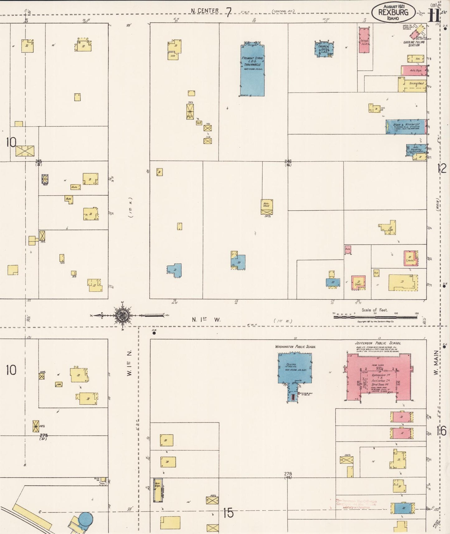 Sanborn Fire Insurance Map from Rexburg, Madison County, Idaho (1921), Sheet #0011 - Complete Map Set gallery image, historic Sanborn map, vintage wall art, Idaho Idaho