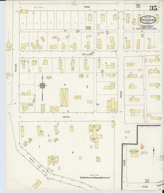 Sanborn Fire Insurance Map from Escanaba, Delta County, Michigan (1913), Sheet #0035 - Historic Sanborn Fire Insurance Map Print, vintage old map wall art, antique decor, genealogy gift, Michigan Michigan map