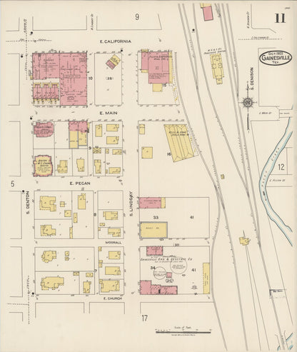 Sanborn Fire Insurance Map from Gainesville, Cooke County, Texas (1922), Sheet #0011 - Complete Map Set gallery image, historic Sanborn map, vintage wall art, Texas Texas