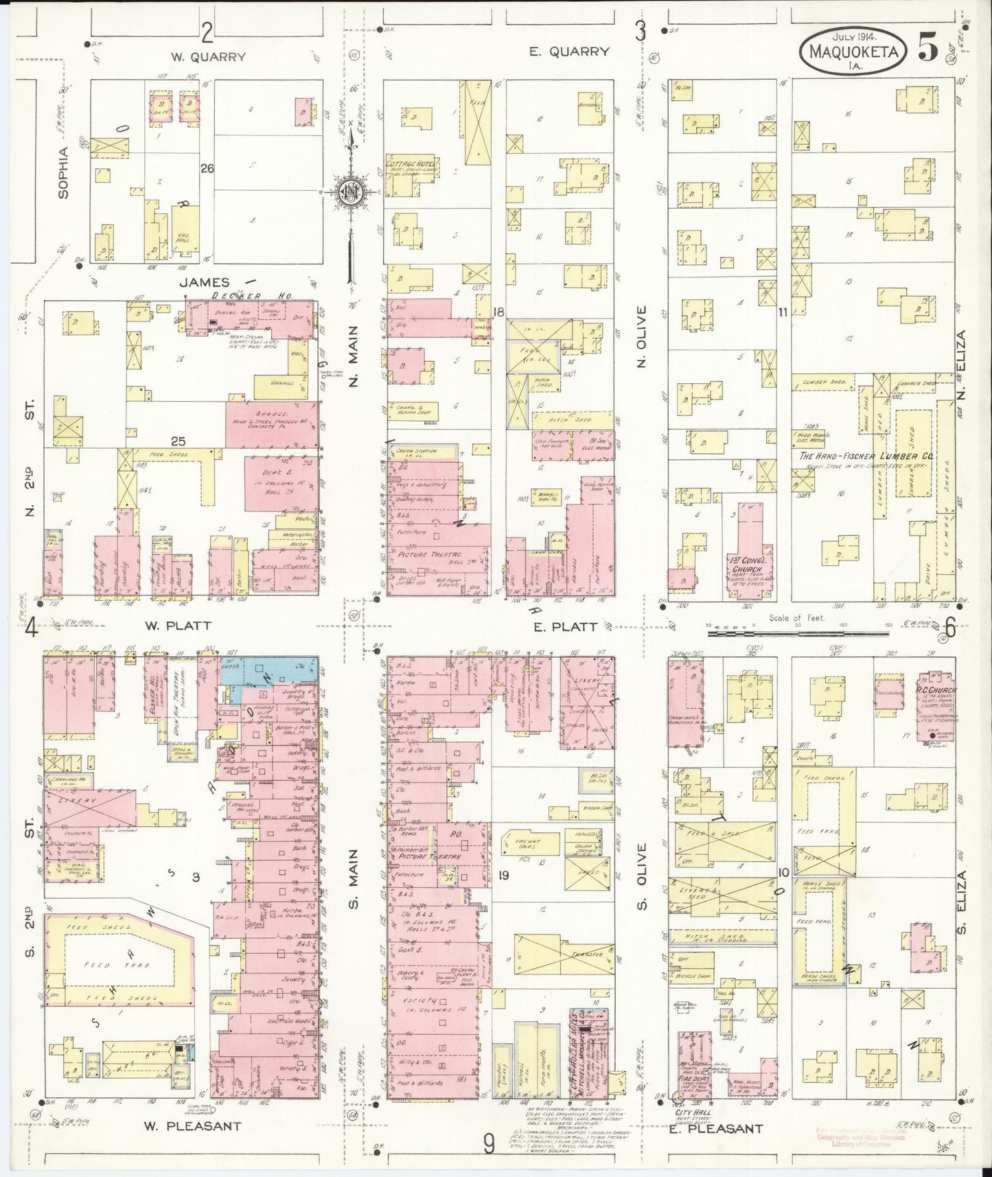 Sanborn Fire Insurance Map from Maquoketa, Jackson County, Iowa (1914), Sheet #0005 - Historic Sanborn Fire Insurance Map Print