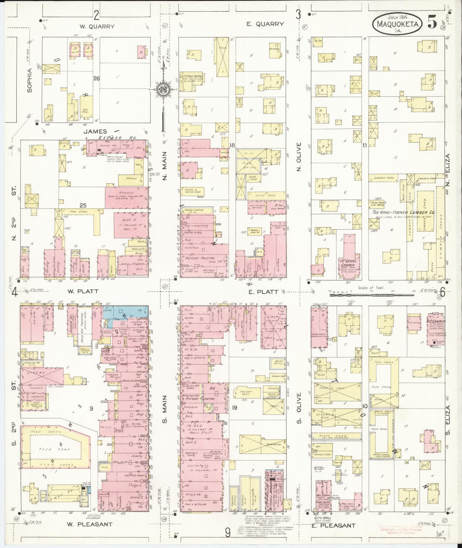 Sanborn Fire Insurance Map from Maquoketa, Jackson County, Iowa (1914), Sheet #0005 - Historic Sanborn Fire Insurance Map Print