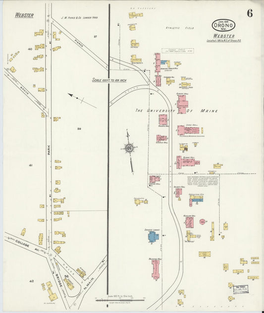 Sanborn Fire Insurance Map from Orono, Penobscot County, Maine (1918), Sheet #0006 - Historic Sanborn Fire Insurance Map Print, vintage old map wall art, antique decor, genealogy gift, Maine Maine map