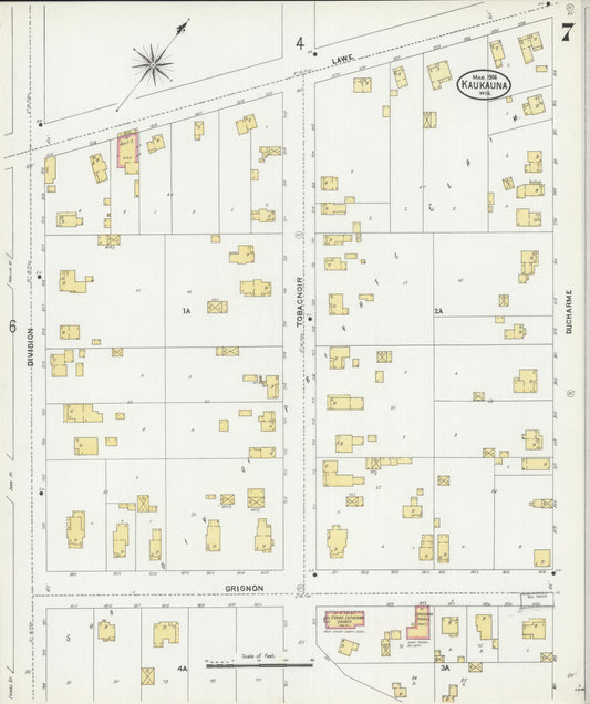 Sanborn Fire Insurance Map from Kaukauna, Outagamie County, Wisconsin (1906), Sheet #0007 - Historic Sanborn Fire Insurance Map Print, vintage old map wall art, antique decor, genealogy gift, Wisconsin Wisconsin map