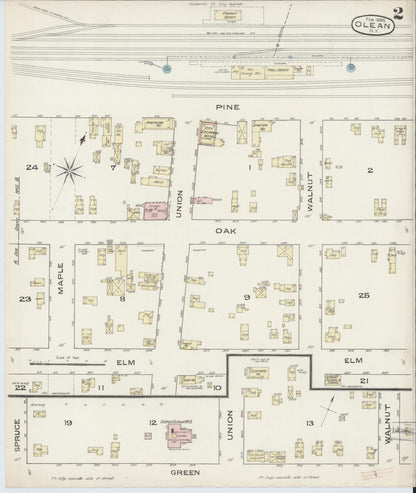 Sanborn Fire Insurance Map from Olean, Cattaraugus County, New York (1886), Sheet #0002 - Complete Map Set gallery image, historic Sanborn map, vintage wall art, New York New York