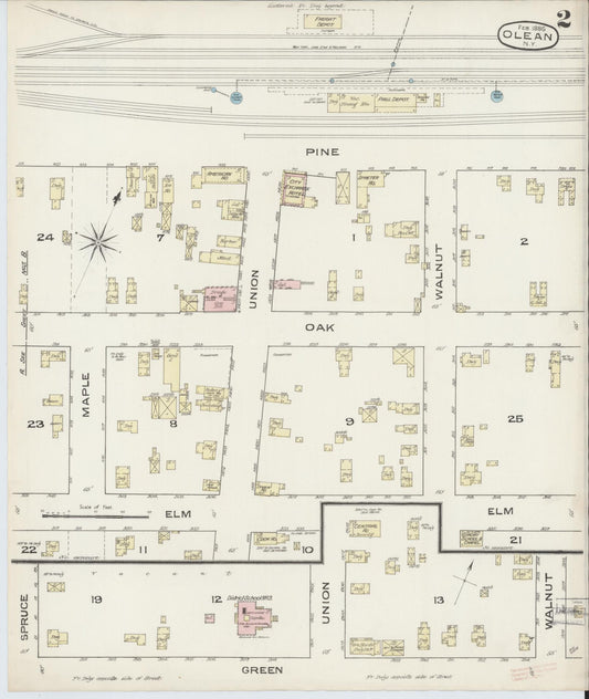 Sanborn Fire Insurance Map from Olean, Cattaraugus County, New York (1886), Sheet #0002 - Complete Map Set gallery image, historic Sanborn map, vintage wall art, New York New York