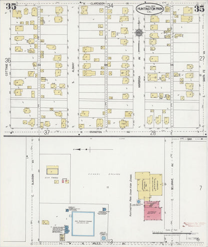Sanborn Fire Insurance Map from Huntington Park, Los Angeles County, California (1924), Sheet #0035 - Complete Map Set gallery image, historic Sanborn map, vintage wall art, California California