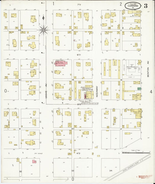 Sanborn Fire Insurance Map from Corning, Adams County, Iowa (1899), Sheet #0003 - Historic Sanborn Fire Insurance Map Print, vintage old map wall art