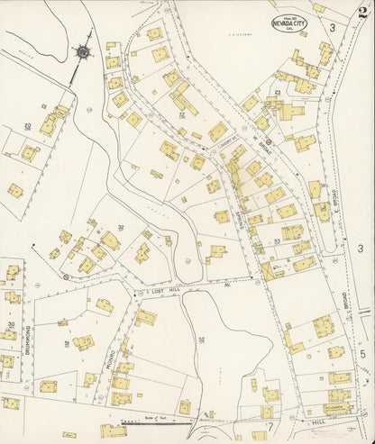 Sanborn Fire Insurance Map from Nevada City, Nevada County, California (1912), Sheet #0002 - Complete Map Set gallery image, historic Sanborn map, vintage wall art, California California