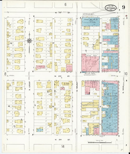 Sanborn Fire Insurance Map from Ottawa, Franklin County, Kansas (1912), Sheet #0009 - Complete Map Set gallery image, historic Sanborn map, vintage wall art, Kansas Kansas