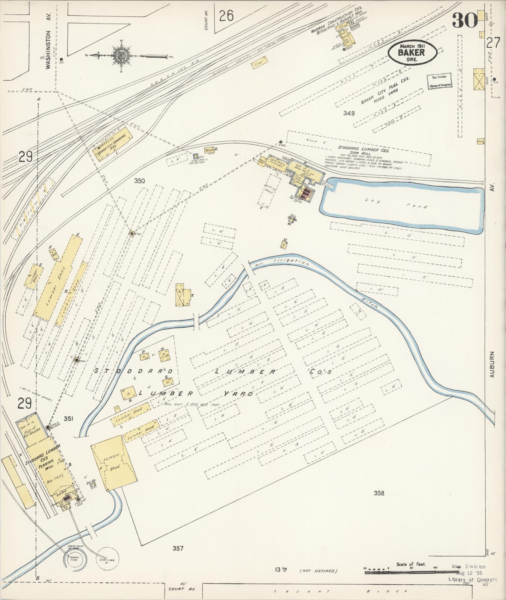 Sanborn Fire Insurance Map from Baker, Baker County, Oregon (1911), Sheet #0030 - Historic Sanborn Fire Insurance Map Print, vintage old map wall art, antique decor, genealogy gift, Oregon Oregon map