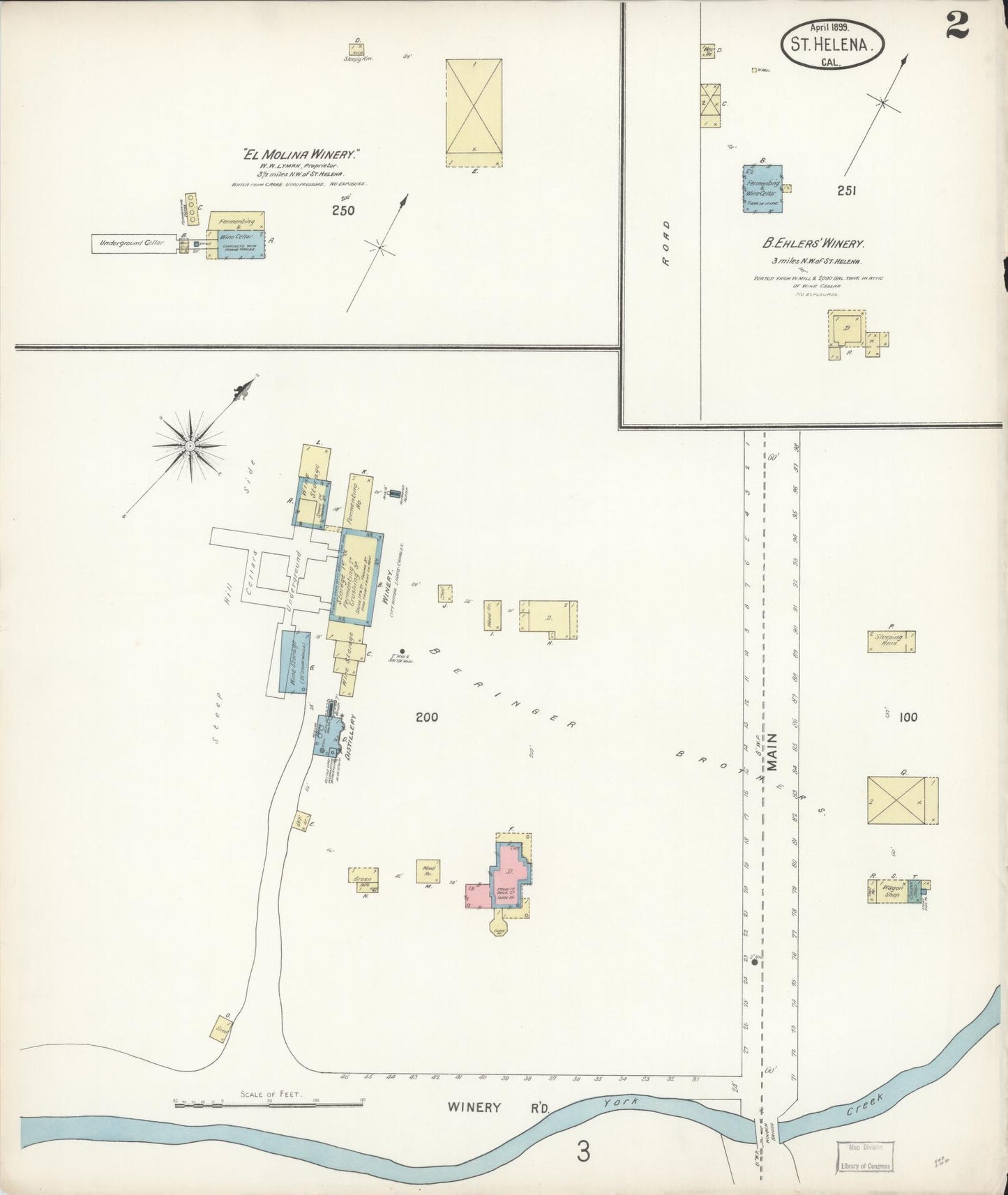 Sanborn Fire Insurance Map from Saint Helena, Napa County, California (1899), Sheet #0002 - Complete Map Set gallery image, historic Sanborn map, vintage wall art, California California