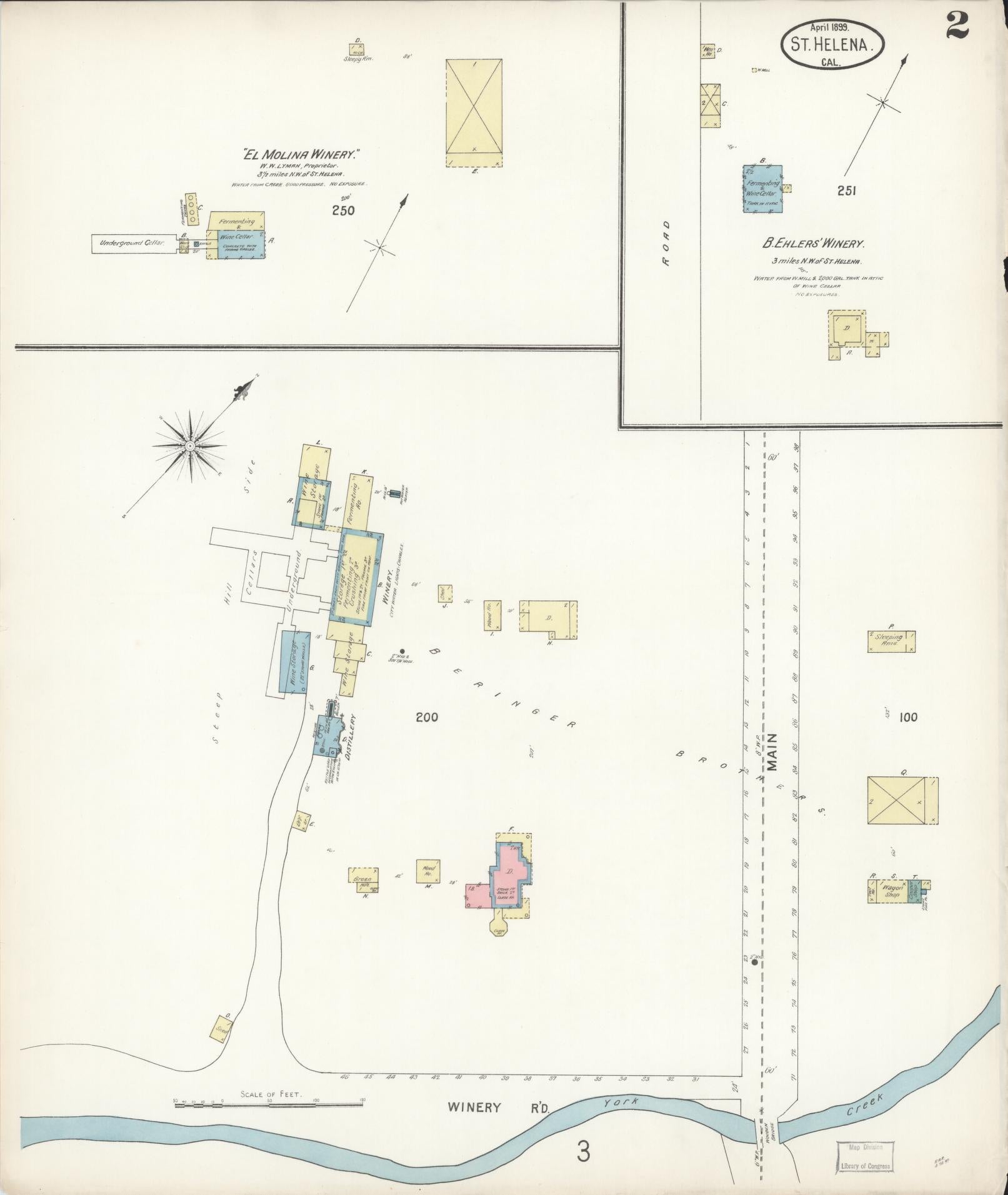 Sanborn Fire Insurance Map from Saint Helena, Napa County, California (1899), Sheet #0002 - Complete Map Set gallery image, historic Sanborn map, vintage wall art, California California