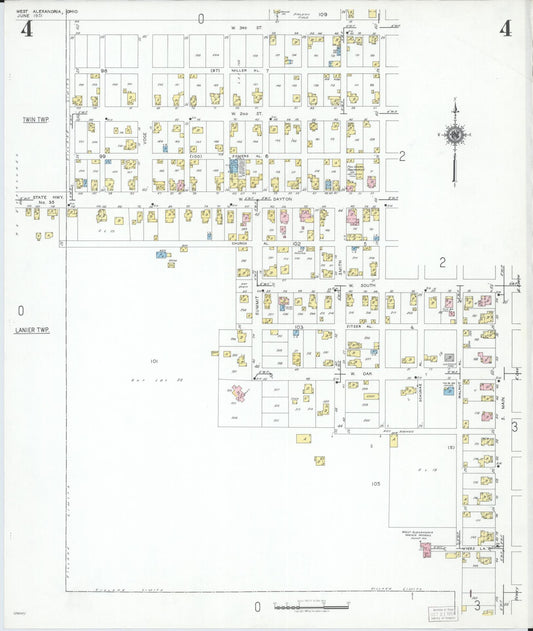 Sanborn Fire Insurance Map from West Alexandria, Preble County, Ohio (1951), Sheet #0004 - Historic Sanborn Fire Insurance Map Print, vintage old map wall art, antique decor, genealogy gift, Ohio Ohio map