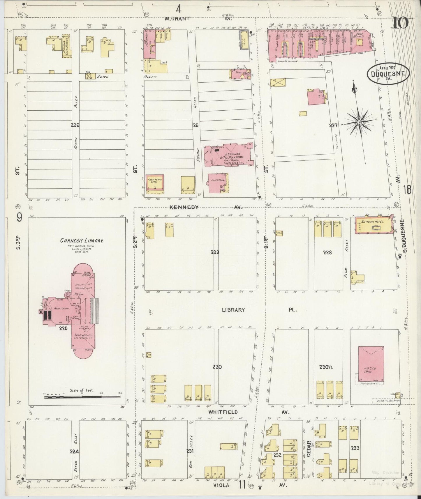 Sanborn Fire Insurance Map from Duquesne, Allegheny County, Pennsylvania (1907), Sheet #0010 - Historic Sanborn Fire Insurance Map Print, vintage old map wall art, antique decor, genealogy gift, Pennsylvania Pennsylvania map