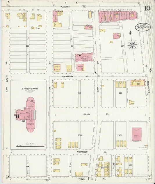Sanborn Fire Insurance Map from Duquesne, Allegheny County, Pennsylvania (1907), Sheet #0010 - Historic Sanborn Fire Insurance Map Print, vintage old map wall art, antique decor, genealogy gift, Pennsylvania Pennsylvania map