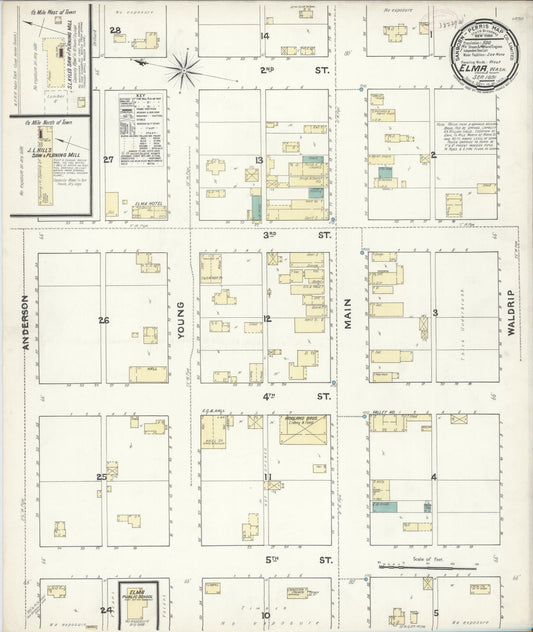 Sanborn Fire Insurance Map from Elma, Grays Harbor County, Washington (1891), Sheet #0001 - Historic Sanborn Fire Insurance Map Print, vintage old map wall art, antique decor, genealogy gift, Washington Washington map