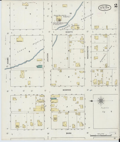 Sanborn Fire Insurance Map from Orion, Henry County, Illinois (1894), Sheet #0002 - Historic Sanborn Fire Insurance Map Print, vintage old map wall art, antique decor, genealogy gift, Illinois Illinois map
