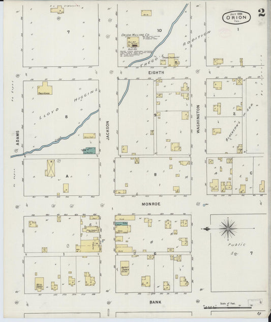 Sanborn Fire Insurance Map from Orion, Henry County, Illinois (1894), Sheet #0002 - Historic Sanborn Fire Insurance Map Print, vintage old map wall art, antique decor, genealogy gift, Illinois Illinois map