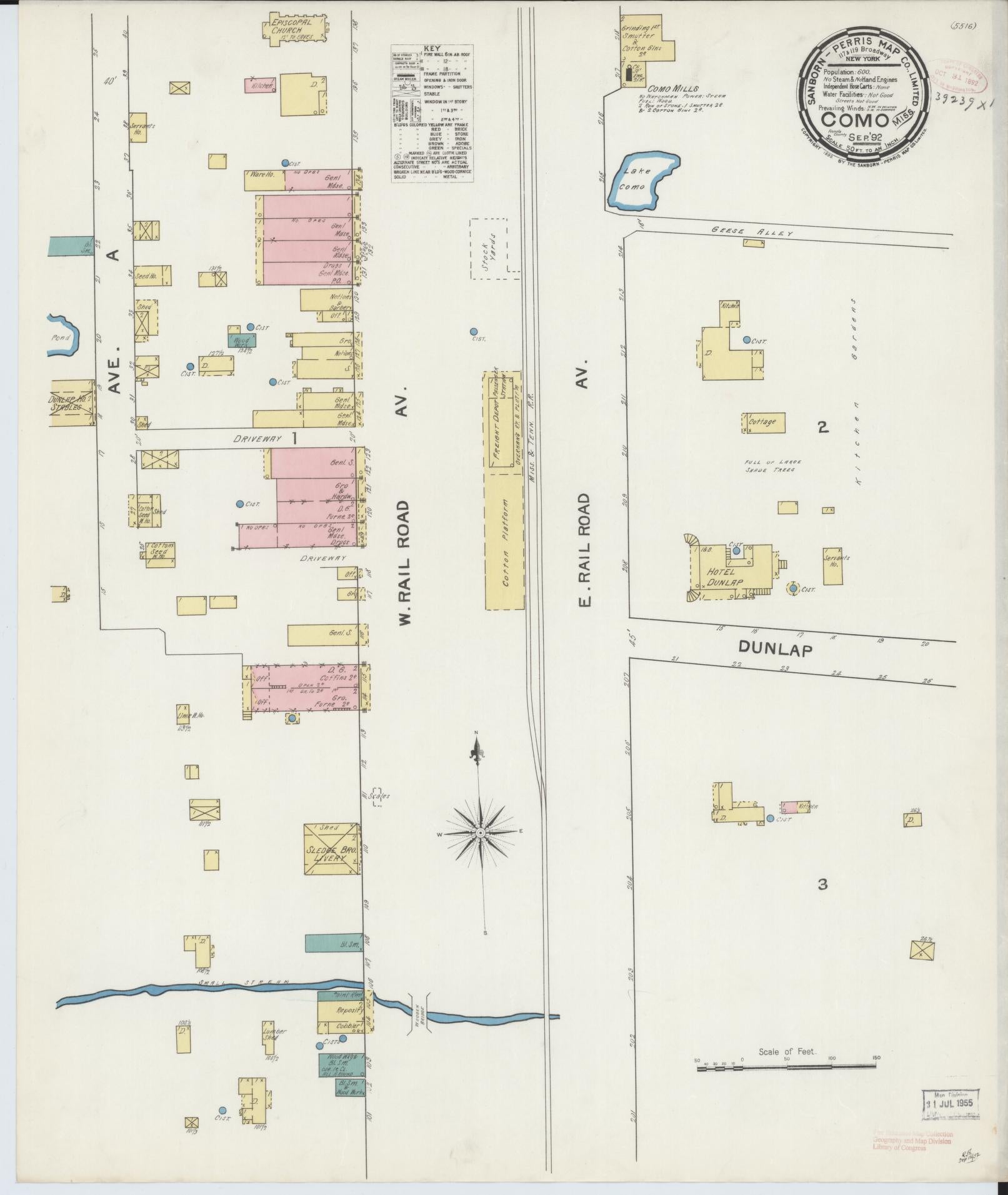 Sanborn Fire Insurance Map from Como, Panola County, Mississippi (1892), Sheet #0001 - Historic Sanborn Fire Insurance Map Print, vintage old map wall art, antique decor, genealogy gift, Mississippi Mississippi map