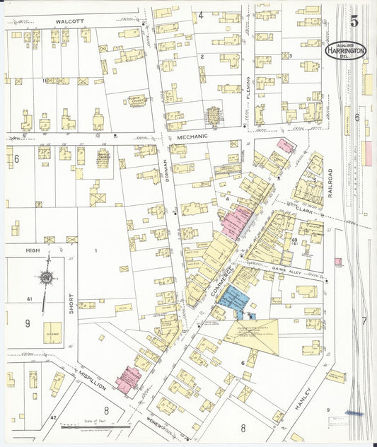 Sanborn Fire Insurance Map from Harrington, Kent County, Delaware (1919), Sheet #0005 - Historic Sanborn Fire Insurance Map Print, vintage old map wall art, antique decor, genealogy gift, Delaware Delaware map