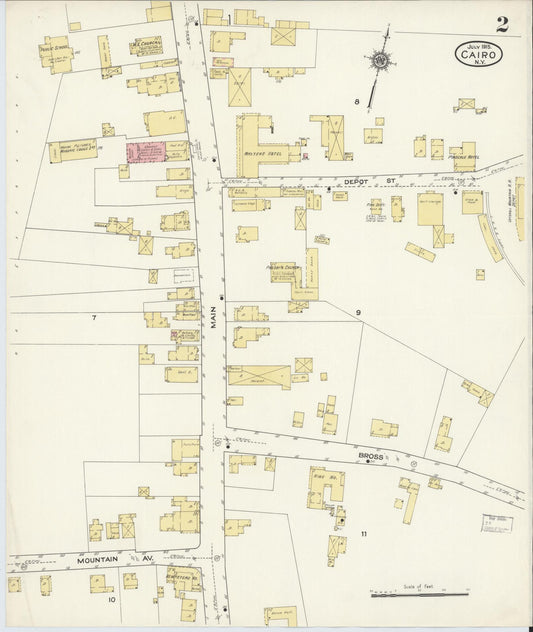 Sanborn Fire Insurance Map from Cairo, Greene County, New York (1915), Sheet #0002 - Historic Sanborn Fire Insurance Map Print, vintage old map wall art, antique decor, genealogy gift, New York New York map