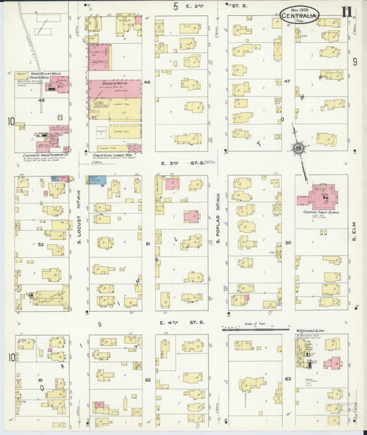 Sanborn Fire Insurance Map from Centralia, Marion, Clinton, Jefferson, and Washington Counties, Illinois (1909), Sheet #0011 - Historic Sanborn Fire Insurance Map Print, vintage old map wall art, antique decor, genealogy gift, Illinois Illinois map