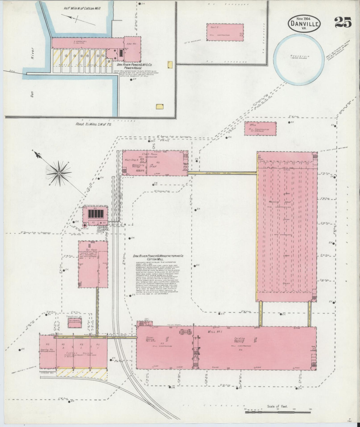Sanborn Fire Insurance Map from Danville, Independent Cities, Virginia (1904), Sheet #0025 - Complete Map Set gallery image, historic Sanborn map, vintage wall art, Virginia Virginia