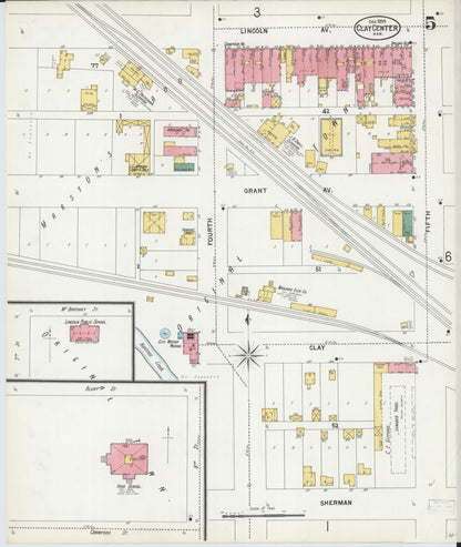 Sanborn Fire Insurance Map from Clay Center, Clay County, Kansas (1899), Sheet #0005 - Complete Map Set gallery image, historic Sanborn map, vintage wall art, Kansas Kansas
