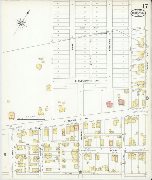 Sanborn Fire Insurance Map from Tarentum, Allegheny County, Pennsylvania (1909), Sheet #0017 - Historic Sanborn Fire Insurance Map Print, vintage old map wall art, antique decor, genealogy gift, Pennsylvania Pennsylvania map