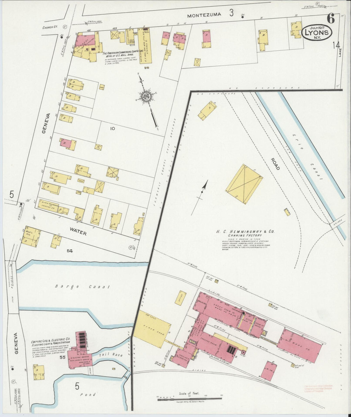 Sanborn Fire Insurance Map from Lyons, Wayne County, New York (1917), Sheet #0006 - Complete Map Set gallery image, historic Sanborn map, vintage wall art, New York New York