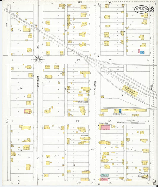 Sanborn Fire Insurance Map from El Dorado, Butler County, Kansas (1905), Sheet #0003 - Historic Sanborn Fire Insurance Map Print, vintage old map wall art, antique decor, genealogy gift, Kansas Kansas map