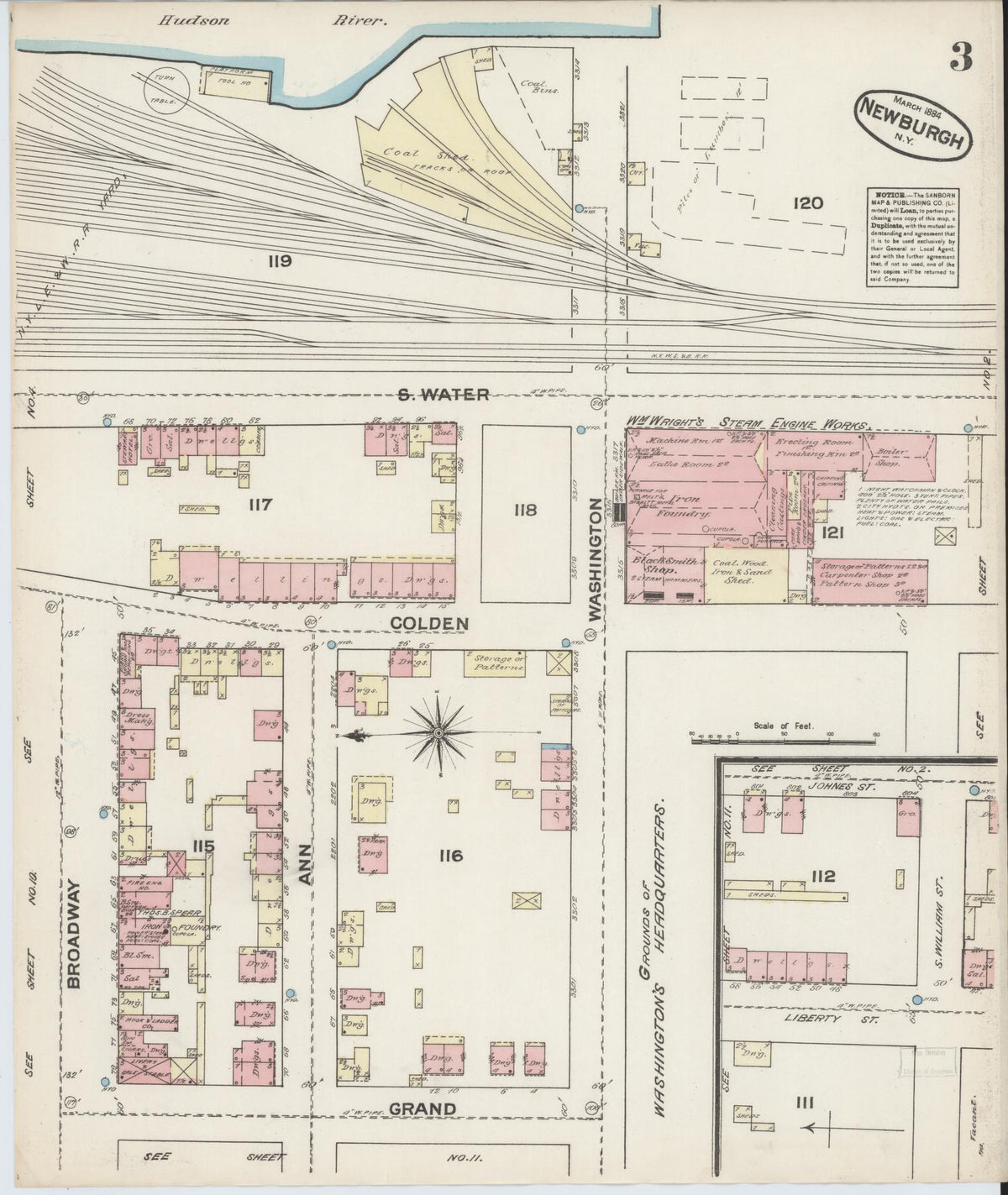Sanborn Fire Insurance Map from Newburgh, Orange County, New York (1884), Sheet #0003 - Complete Map Set gallery image, historic Sanborn map, vintage wall art, New York New York