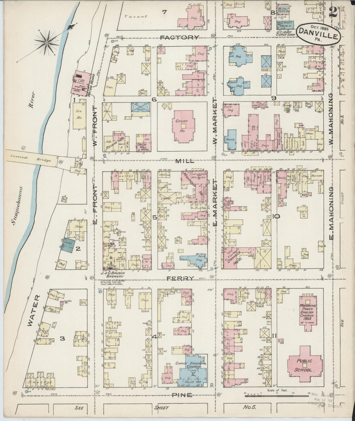 Sanborn Fire Insurance Map from Danville, Montour County, Pennsylvania (1885), Sheet #0002 - Complete Map Set gallery image, historic Sanborn map, vintage wall art, Pennsylvania Pennsylvania
