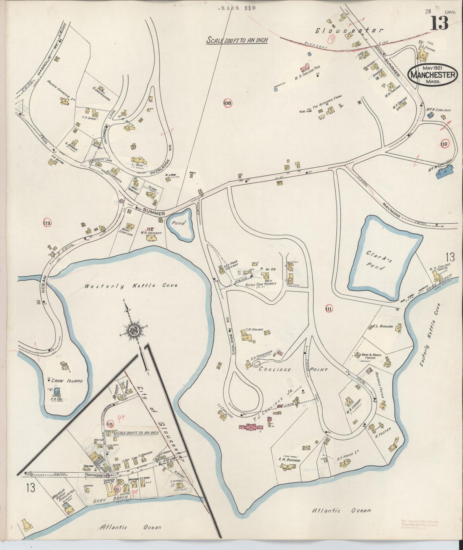 Sanborn Fire Insurance Map from Manchester, Essex County, Massachusetts. (1941), Sheet 13 – Historic Sanborn Fire Insurance Map Print
