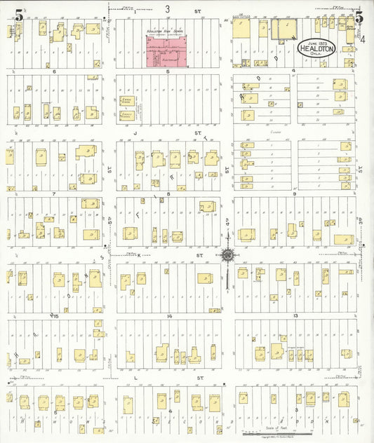 Sanborn Fire Insurance Map from Healdton, Carter County, Oklahoma (1923), Sheet #0005 - Historic Sanborn Fire Insurance Map Print, vintage old map wall art, antique decor, genealogy gift, Oklahoma Oklahoma map